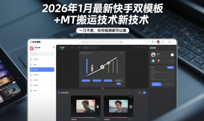2026年1月最新快手双模板+MT搬运技术，一刀不剪，任何视频都可以搬-智云网