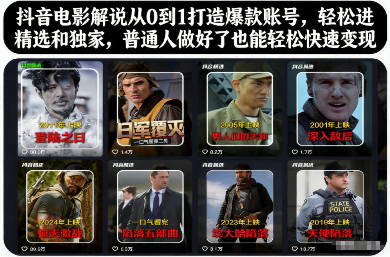 抖音电影解说从0到1打造爆款账号,轻松进精选和独家,普通人做好了也能轻松快速变现-智云网