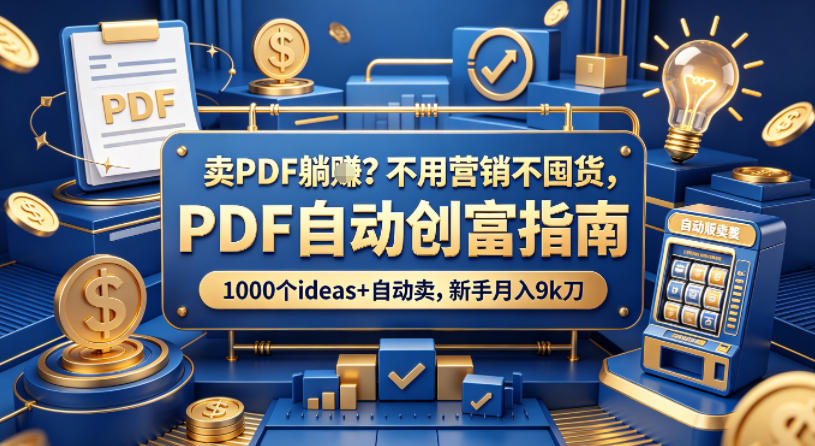 卖PDF躺賺?不用营销不囤货,PDF自动创富指南,1000个ideas+自动卖,新手月入9k刀【原创双语字幕】-智云网