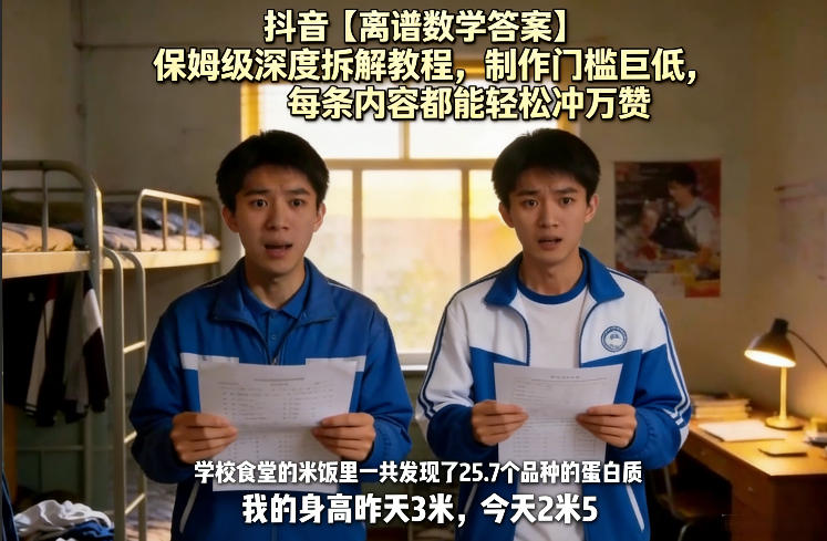 抖音【离谱数学答案】保姆级深度拆解教程,制作门槛巨低,每条内容都能轻松冲万赞,附详细步骤-智云网