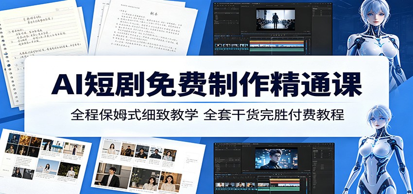AI短剧免费制作精通课:全程保姆式细致教学,全套干货完胜付费教程-智云网