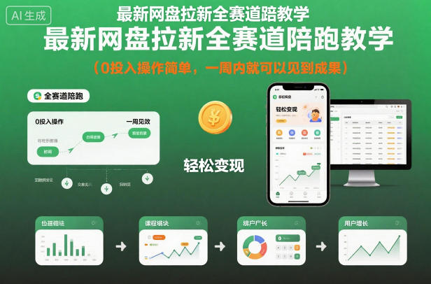 最新网盘拉新全赛道陪跑教学,0投入操作简单,一周内就可以见到成果-智云网