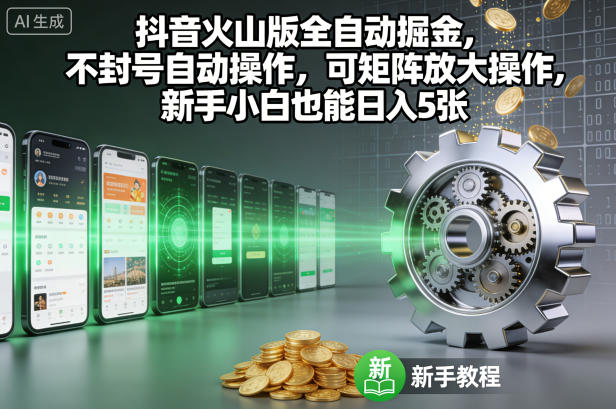 抖音火山版全自动掘金,不封号自动操作,可矩阵放大操作,新手小白也能日入5张【揭秘】-智云网