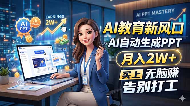 AI教育新风口，AI自动生成PPT，月入2W+，无脑赚，告别打工-智云网