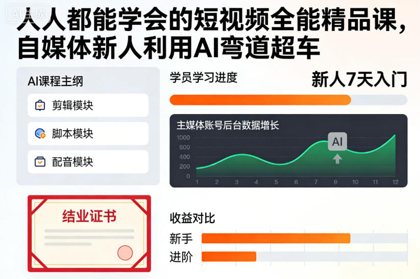 人人都能学会的短视频全能精品课,自媒体新人利用AI弯道超车-智云网