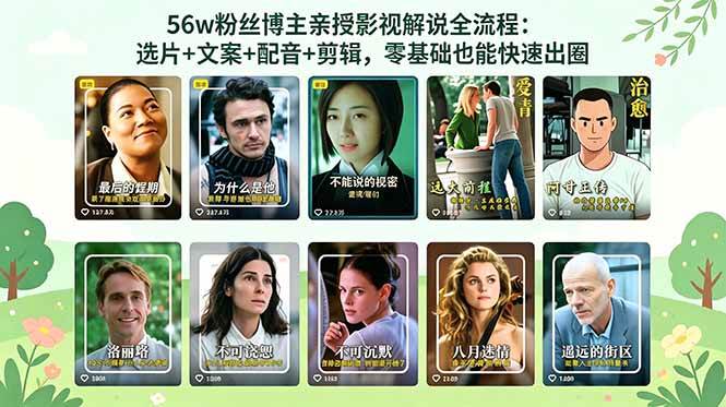 (18579期)56万粉丝博主亲授影视解说全流程:选片+文案+配音+剪辑,零基础也能快速出圈-智云网