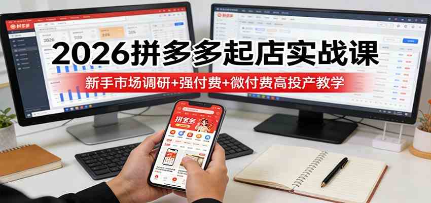 2026拼多多起店实战课：新手市场调研+强付费+微付费高投产教学-智云网