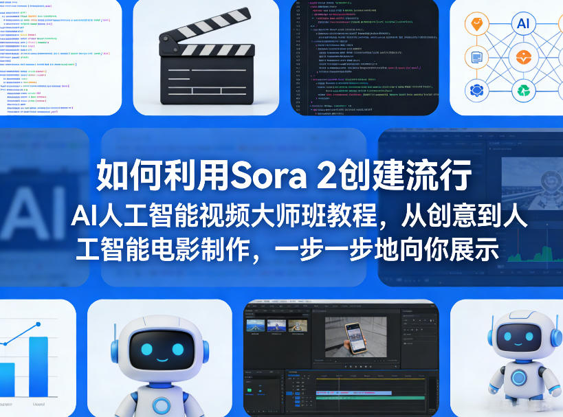 如何利用Sora 2创建流行AI人工智能视频大师班教程,从创意到人工智能电影制作,一步一步地向你展示-智云网
