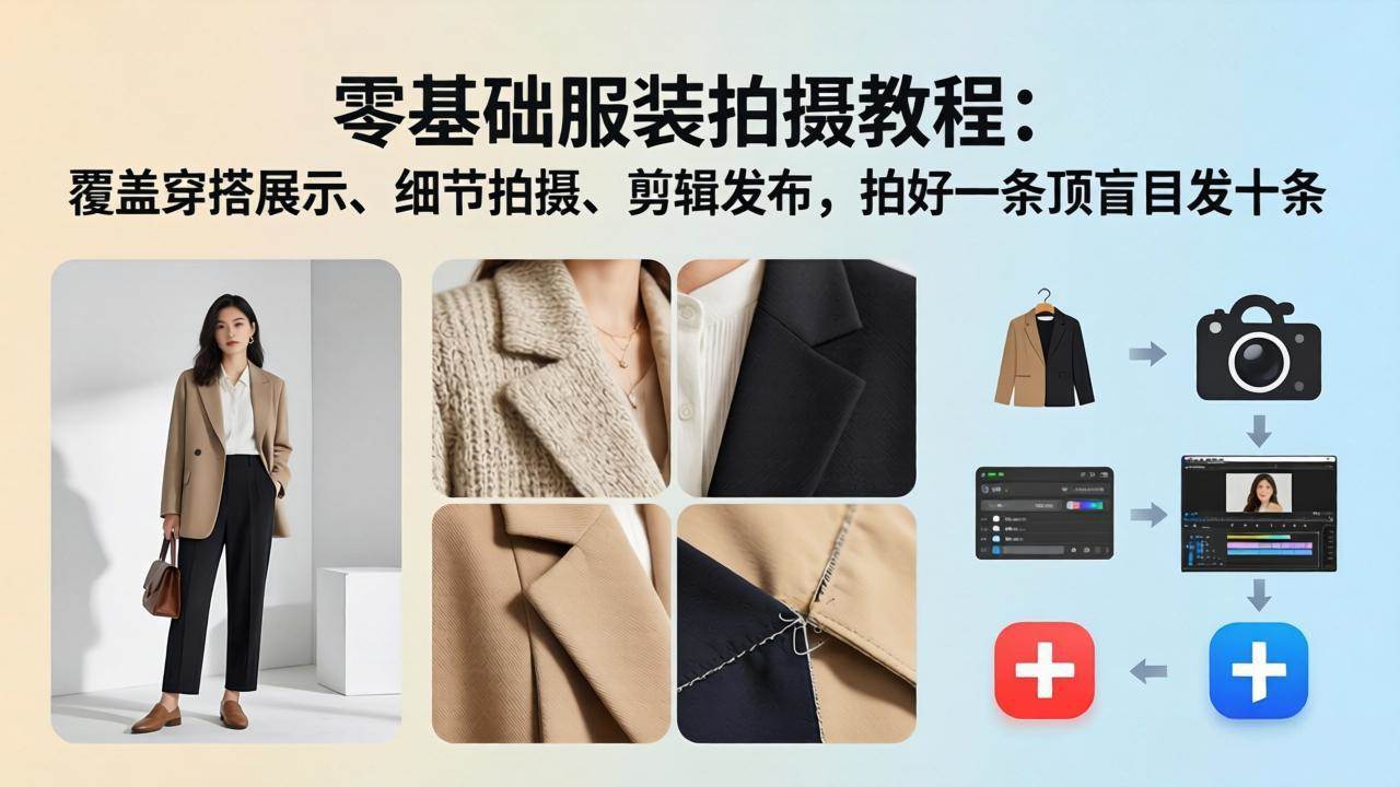 (17829期)零基础服装拍摄教程:覆盖穿搭展示、细节拍摄、剪辑发布,拍好一条顶盲目发十条-智云网