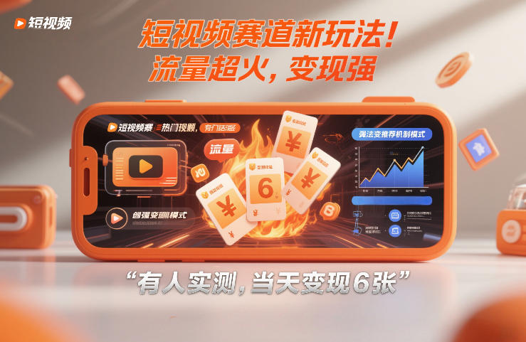 短视频赛道新玩法！流量超火，变现强，有人实测，当天变现6张-智云网
