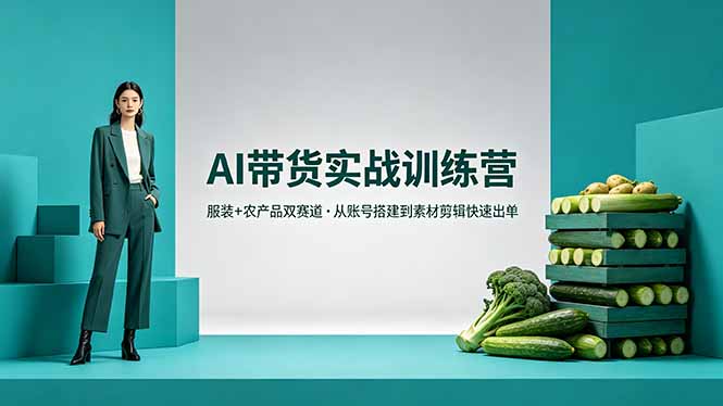 AI带货实战训练营,服装+农产品双赛道,从账号搭建到素材剪辑快速出单-智云网