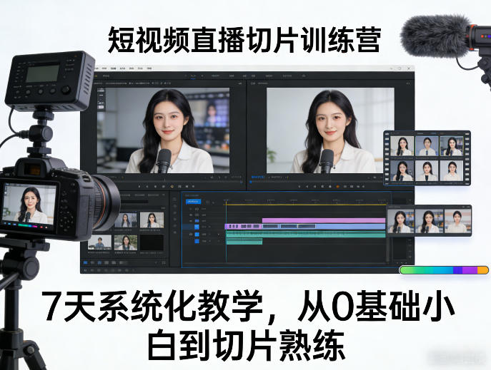 短视频直播切片训练营,7天系统化教学,从0基础小白到切片熟练-智云网