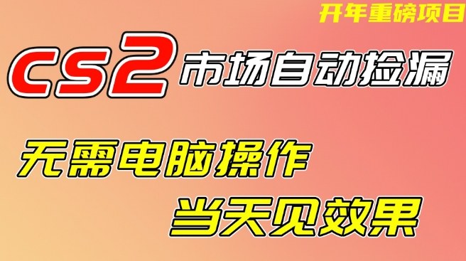 CS2市场自动捡漏项目,无需电脑操作,无需进入游戏,当天见效果,支持任何形式验证【揭秘】-智云网