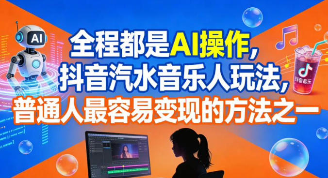 全程都是AI操作,抖音汽水音乐人玩法,普通人最容易变现的方法之一