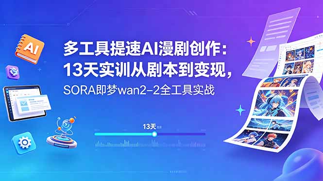 多工具提速AI漫剧创作:13天实训从剧本到变现,SORA即梦wan2-2全工具实战-智云网