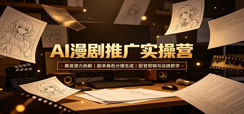 AI漫剧推广实操营：赛道潜力拆解，剧本角色分镜生成，配音剪辑与运镜教学-智云网