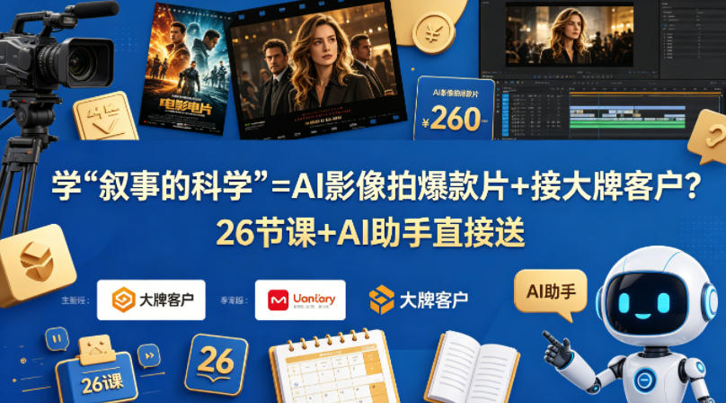 学《叙事的科学》=AI影像拍爆款片+接大牌客户?26节课+AI助手直接送【原创双语字幕】-智云网