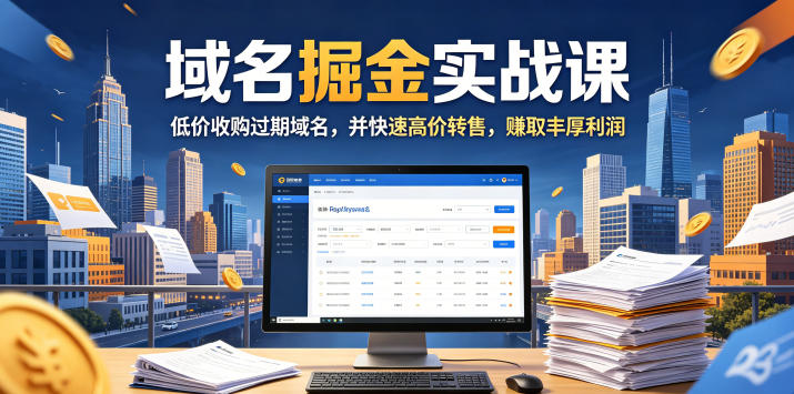 域名交易掘金实战课,低价收购过期域名,并快速高价转售,賺取丰厚利润【原创双语字幕】-智云网