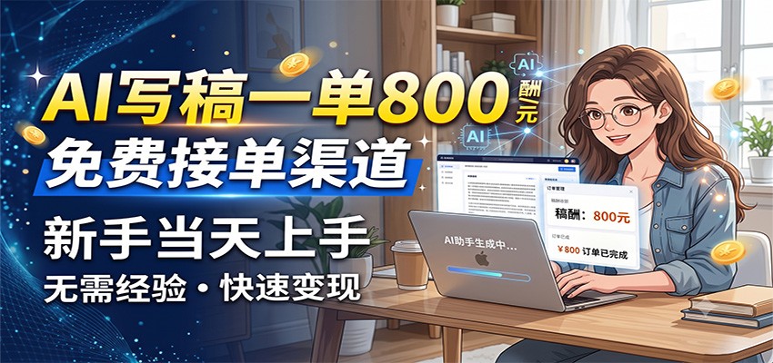 AI写稿一单800，免费接单渠道，一单一结几十到上千，新手当天上手-智云网