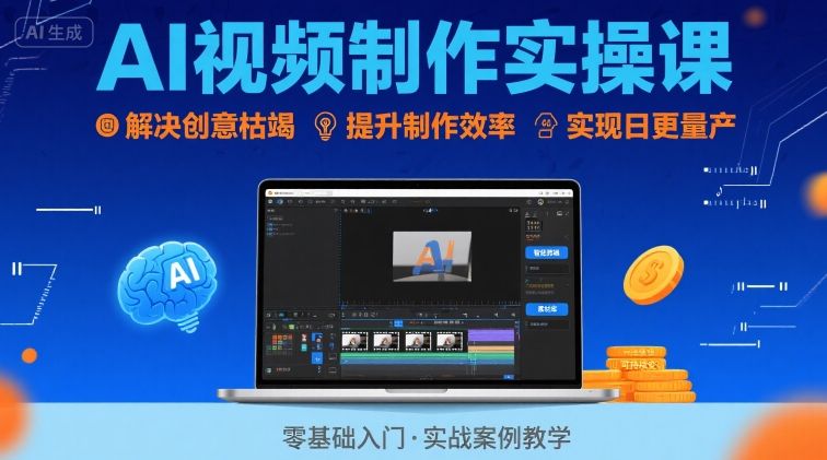 Ai视频制作实操课,解决创意枯竭、效率低下痛点,实现日更量产可持续变现(更新26年3月)-智云网