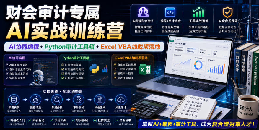 财会审计专属AI实战训练营|AI协同编程+Python审计工具箱+Excel VBA加载项落地(更新0816)-智云网