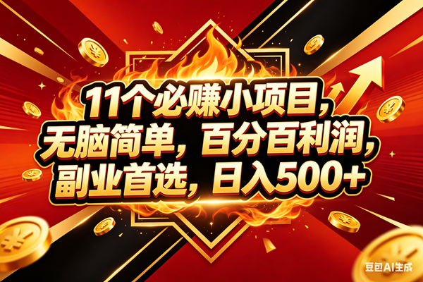 (18189期)11个必赚米小项目,百分百赚米,无脑简单,副业首选,日入500+ (18189期)11个必赚米小项目,百分百赚米,无脑简单,副业首选,日入500+