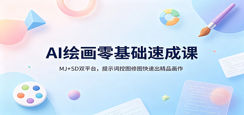 AI绘画零基础速成课：MJ+SD双平台，提示词控图修图快速出精品画作-智云网