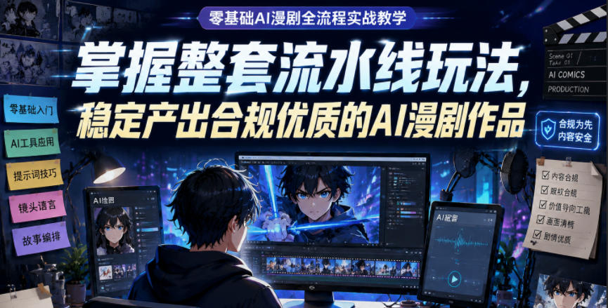 零基础AI漫剧全流程实战教学,掌握整套流水线玩法,稳定产出合规优质的AI漫剧作品-智云网