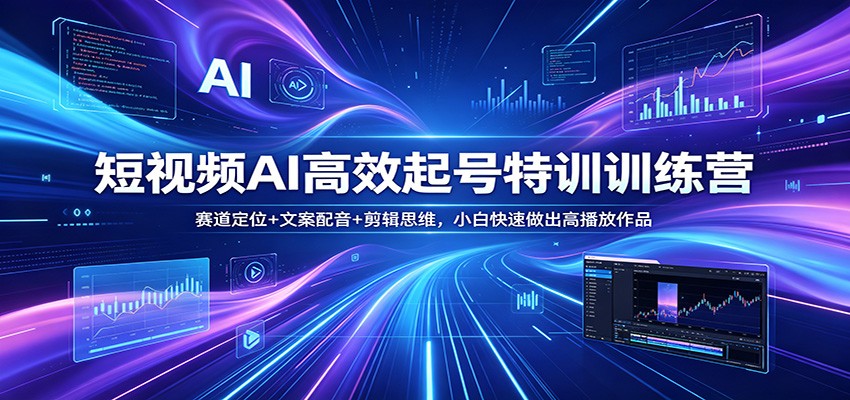 短视频AI高效起号特训训练营:赛道定位+文案配音+剪辑思维,小白快速做出高播放作品-智云网