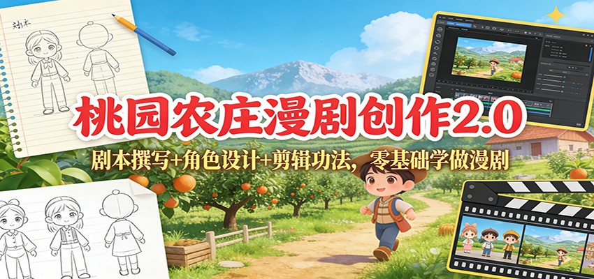 桃园农庄漫剧创作2.0:剧本撰写+角色设计+剪辑功法,零基础学做漫剧-智云网