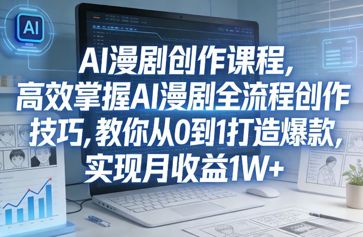 某社群AI漫剧创作课程,高效掌握AI漫剧全流程创作技巧,教你从0到1打造爆款,实现月收益1W+-智云网