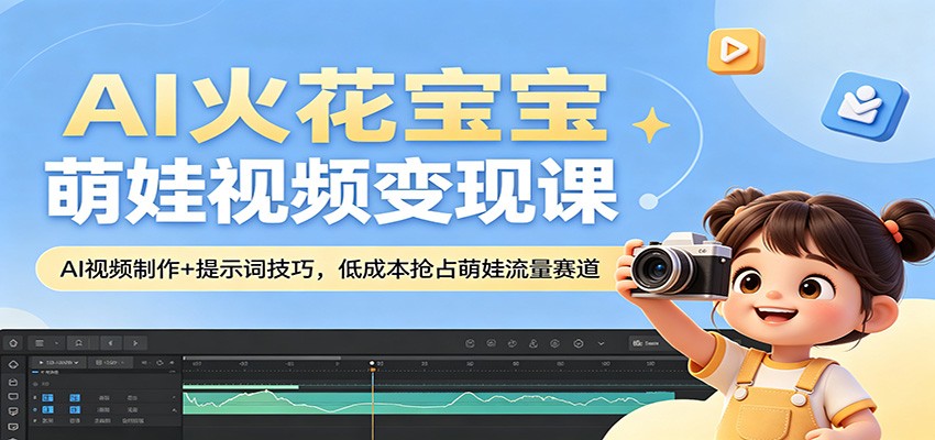 AI火花宝宝萌娃视频变现课:AI视频制作+提示词技巧,低成本抢占萌娃流量赛道-智云网