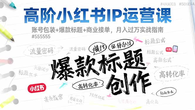 高阶小红书IP运营课:账号包装+爆款标题+商业接单,月入过万实战指南-智云网