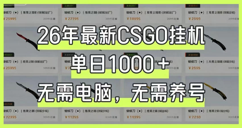 26年最新CSGO挂G系统,单日1000+,无需电脑,无需养号,0基础可上手【揭秘】-智云网