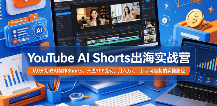 YouTube AI Shorts出海实战营,从0开始教AI制作Shorts,开通YPP变现,月入万刀,新手可复制的实操路径-智云网