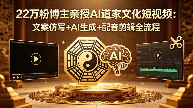 (18580期)22万粉博主亲授AI道家文化短视频:文案仿写+AI生成+配音剪辑全流程-智云网