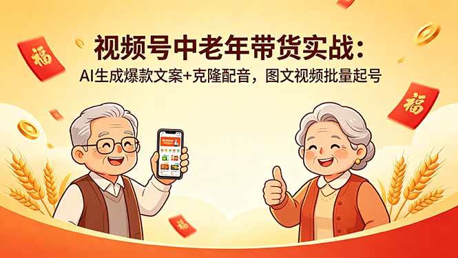 (18396期)视频号中老年带货实战:AI生成爆款文案+克隆配音,图文视频批量起号 (18396期)视频号中老年带货实战:AI生成爆款文案+克隆配音,图文视频批量起号