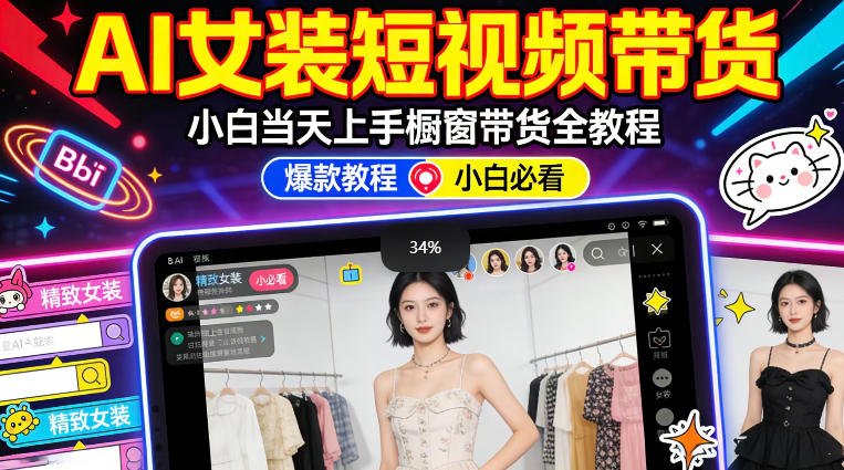 AI女装短视频橱窗带货:小白零门槛当天上手,高佣金爆款轻松賺!-智云网
