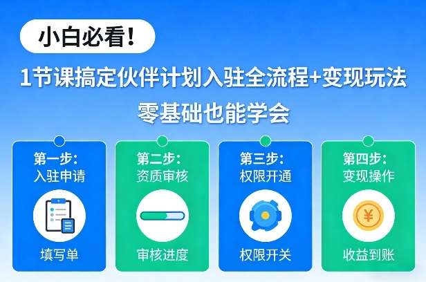 小白必看！1节课搞定伙伴计划入驻全流程+变现玩法，零基础也能学会-智云网