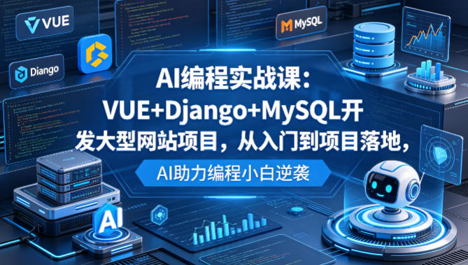 AI编程实战课:VUE+Django+MySQL开发大型网站项目,从入门到项目落地,AI助力编程小白逆袭 AI编程实战课:VUE+Django+MySQL开发大型网站项目,从入门到项目落地,AI助力编程小白逆袭