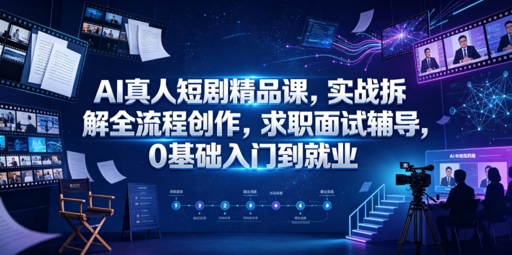 AI真人短剧精品课,实战拆解全流程创作,求职面试辅导,0基础入门到就业-智云网