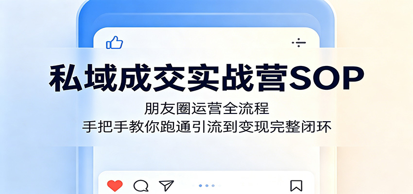 私域成交实战营SOP:朋友圈运营全流程,手把手教你跑通引流到变现完整闭环 私域成交实战营SOP:朋友圈运营全流程,手把手教你跑通引流到变现完整闭环