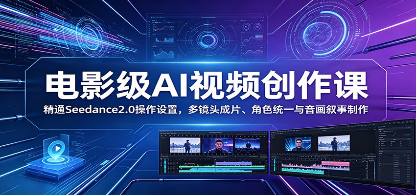 电影级AI视频创作课:精通Seedance2.0操作设置,多镜头成片、角色统一与音画叙事制作-智云网