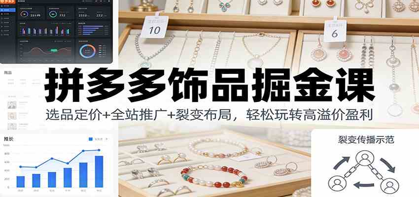 拼多多饰品掘金课:选品定价+全站推广+裂变布局,轻松玩转高溢价盈利-智云网
