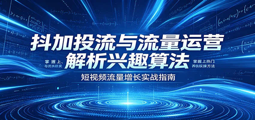 抖加投流与流量运营：解析兴趣算法，掌握上热门、养铁粉实操方法-智云网