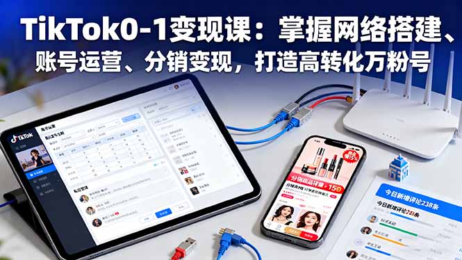 TikTok0-1变现课:掌握网络搭建、账号运营、分销变现,打造高转化万粉号-智云网