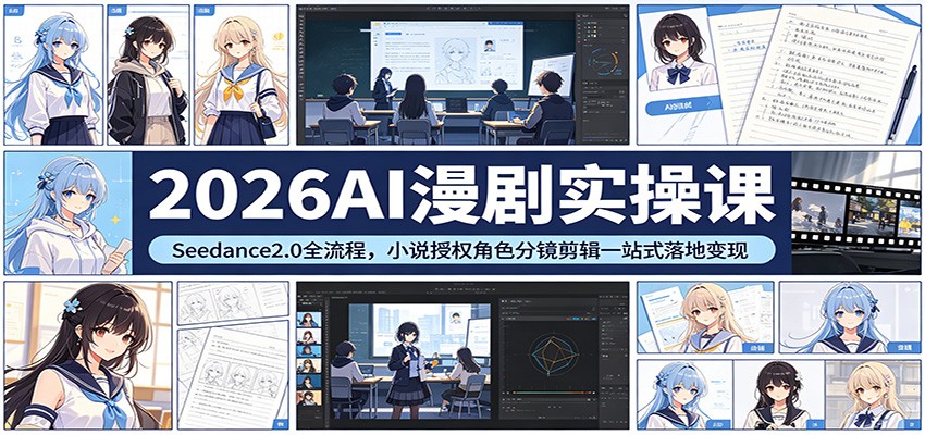 2026AI漫剧实操课：Seedance2.0全流程，小说授权角色分镜剪辑一站式落地变现-智云网