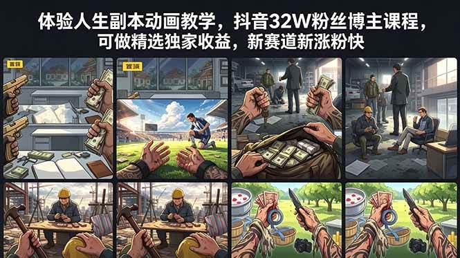 (18826期)体验人生副本动画教学, 抖音32W粉丝博主课程,可做精选独家收益,新赛道新涨粉快-智云网