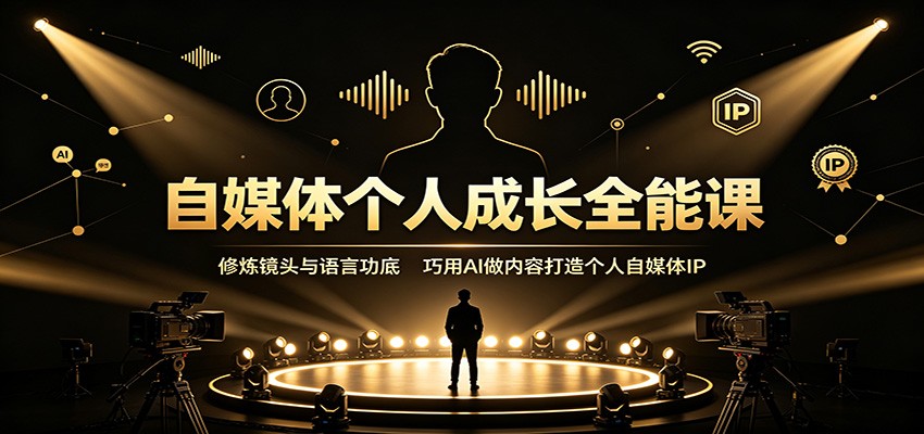 自媒体个人成长全能课：修炼镜头与语言功底，巧用AI做内容打造个人自媒体IP-智云网