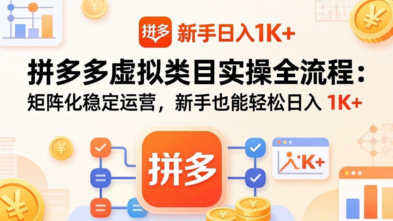 拼多多虚拟类目实操全流程:矩阵化稳定运营,新手也能轻松日入 1K+-智云网
